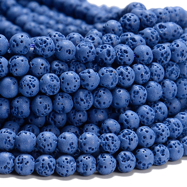 Blue Lava Gemstone Round 4MM 6MM 8MM 10MM Loose Beads (D638)