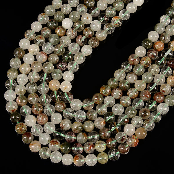 Natural Green Phantom Quartz Gemstone Round 6MM 7MM 8MM 9MM 10MM 11MM 12MM Loose Beads (D664 D665)