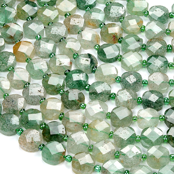 Natural Green Lepidolite Gemstone 10X10MM Micro Faceted Square Loose Beads (D418)