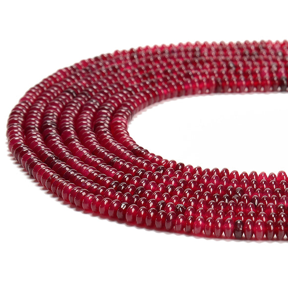 Ruby Red Color Jade Gemstone Rondelle 4X2MM Loose Beads 14.5 inch Full Strand (80020057-D616)
