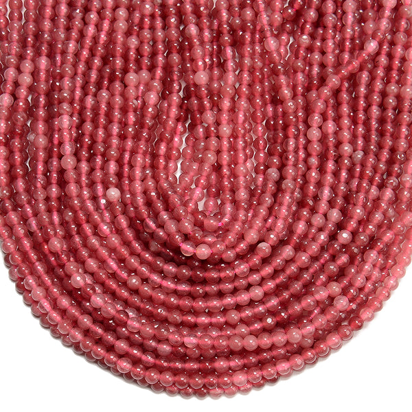 Cherry Red Jade Gemstone Round 4MM Loose Beads 14.5 inch Full Strand (80020064-D616)