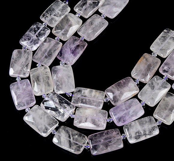 Natural Light Lavender Amethyst Gemstone 30X20MM Rectangle Loose Beads (D419)