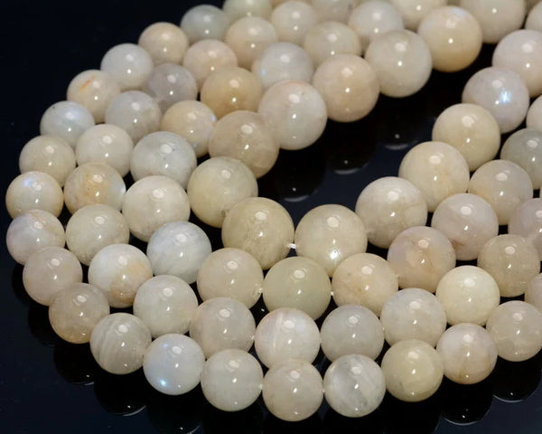 Genuine Rainbow Moonstone Milky White Gemstone 4mm 5mm 6mm 7mm 8mm 9mm 10mm 11mm 12mm 13mm 14mm 15mm 16mm Round Beads (A220 D496)