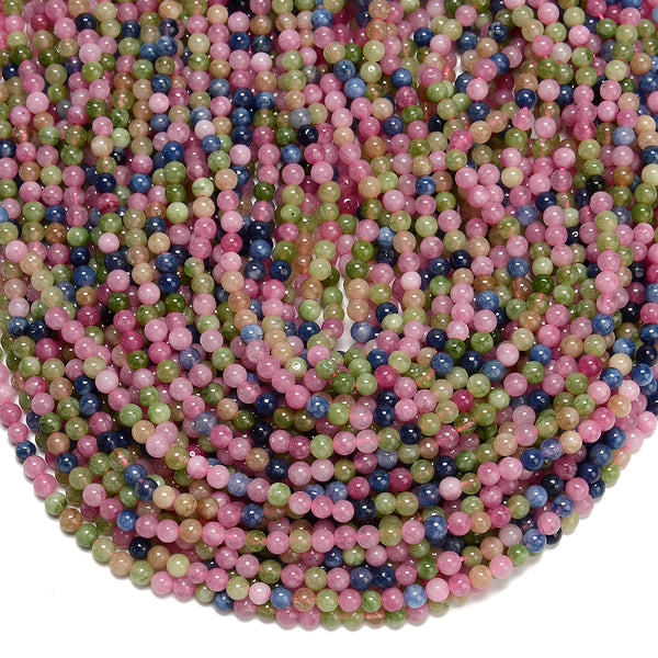Tourmaline Color Jade Gemstone Round 4MM Loose Beads 14.5 inch Full Strand (80020075-D617)
