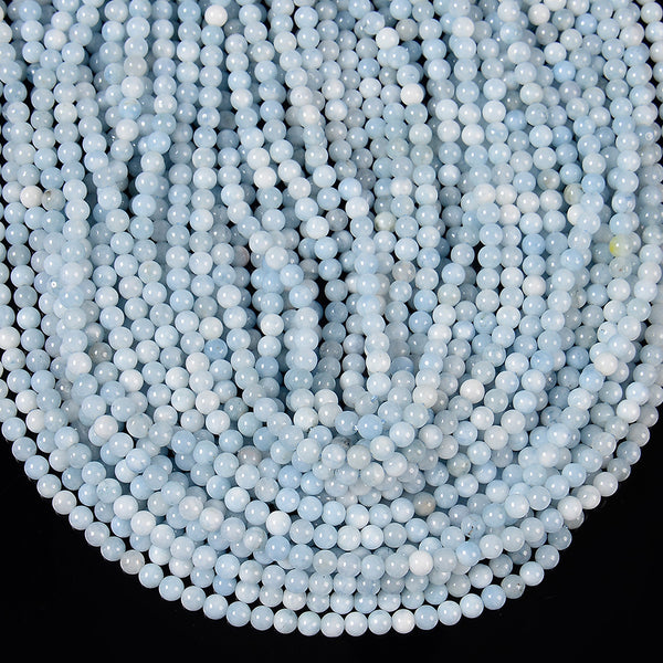 Aqua Blue Jade Gemstone Round 4MM Loose Beads 14.5 inch Full Strand (80020065-D616)