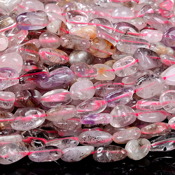 Natural Super Seven Quartz Gemstone 6-8MM Pebble Nugget Loose Beads (D466)