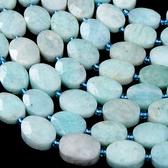 Natural Peruvian Amazonite Gemstone Faceted Oval 7X11MM 11X15MM 15X22MM Loose Beads (D434)