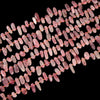 Natural Madagascar Rose Quartz Gemstone Stick Pebble Chip 9-17MM Loose Beads (D714)