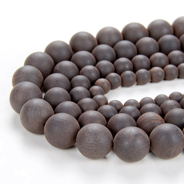 Natural Matte Ebony Black Sandalwood Mala Meditation Beads Round 6MM 8MM 10MM 12MM Loose Beads 16 inch BULK LOT (10-W0)