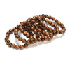 Natural Tiger Skin Sandalwood Round Bracelet 6MM 8MM 10MM 12MM 7.5 inch Strand (S59)