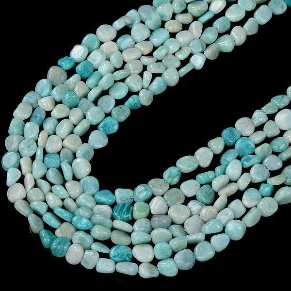 Natural Amazonite Gemstone Pebble Nugget 4-7MM 7-9MM Loose Beads (D413)