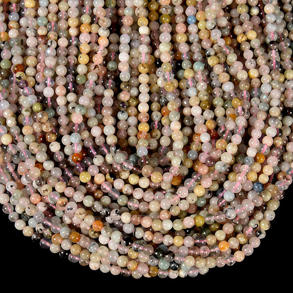 Natural Morganite Gemstone Round 4MM Loose Beads 15 inch Full Strand (80020684-P118)
