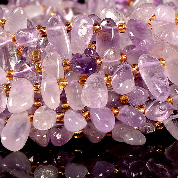 Natural Lavender Amethyst Gemstone Stick Pebble Chip 9-17MM Loose Beads (D714)