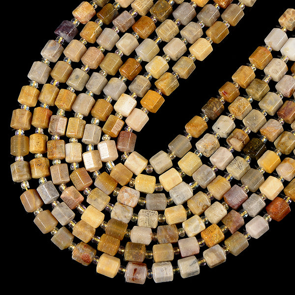 Natural Crazy Lace Agate Gemstone Faceted Round Tube Hexagon 10X8MM Loose Beads (D720)