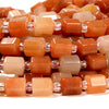 Natural Orange Aventurine Gemstone Faceted Round Tube Hexagon 10X8MM Loose Beads (D720)