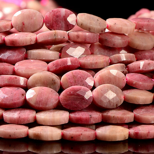 Natural Rhodonite Gemstone Micro Faceted Oval 8X6MM Loose Beads 7.5 inch Half Strand (80021463-D717)