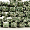 Natural Green Spot Jasper Gemstone Faceted Round Tube Hexagon 10X8MM Loose Beads (D723)