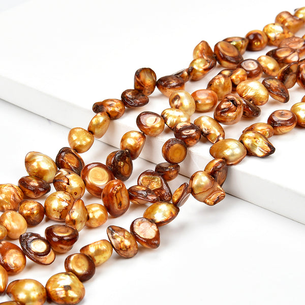 Fireball Baroque Freshwater Yellow Orange Pearl Gemstone Baroque 8-10MM Loose Beads 7 inch Half Strand (80018906-S32)