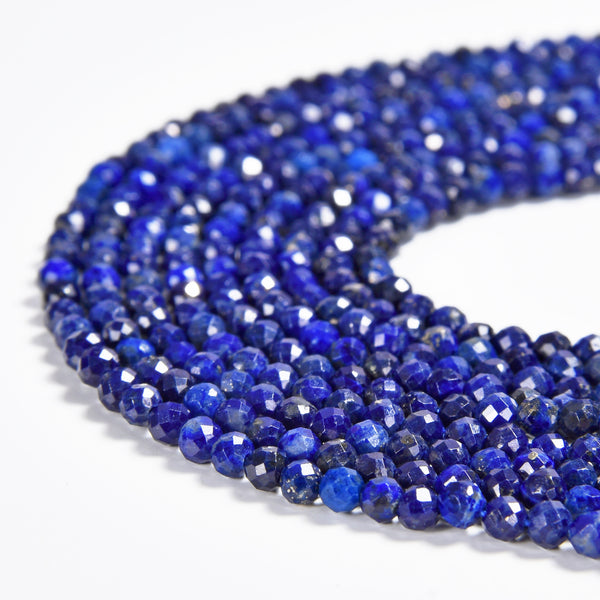 Natural Lapis Lazuli Gemstone Grade AA Micro Faceted Round 2MM Loose Beads 15 inch Full Strand (80020499-P114)