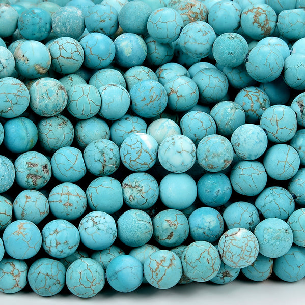 Matte Turquoise Gemstone Round 8MM Loose Beads (D509)