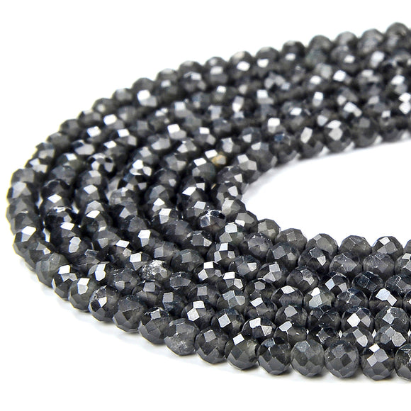 Natural Obsidian Gemstone Grade AAA 2MM Micro Faceted Round Loose Beads 15 inch Full Strand (80018168-P93)