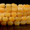 Natural Yellow Jade Gemstone Faceted Round Tube Hexagon 10X8MM Loose Beads (D720)