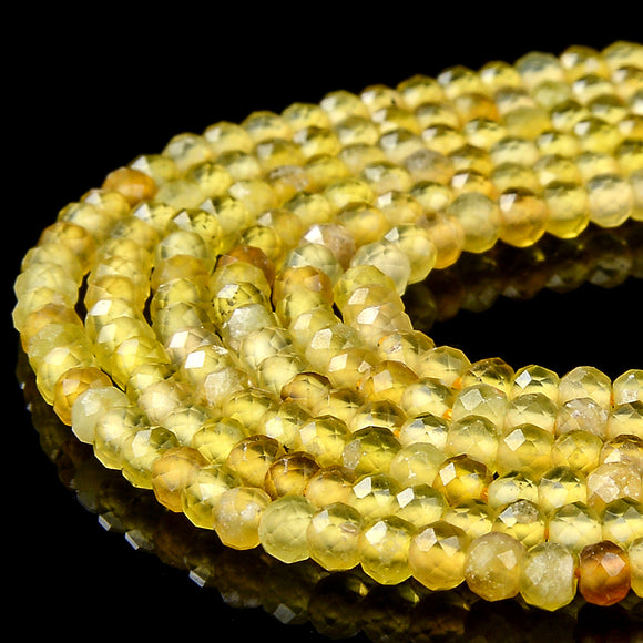 Natural Yellow Opal Gemstone Grade AAA 3X2MM Micro Faceted Rondelle Loose Beads 15 inch Full Strand (80018144-P91)