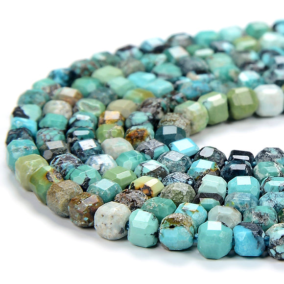2MM Natural Turquoise Gemstone Micro Faceted Diamond Cut Cube Loose Beads 15.5 inch Full Strand (80017905-P83)