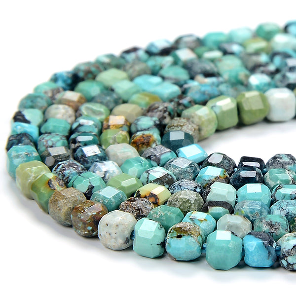 2MM Natural Turquoise Gemstone Micro Faceted Diamond Cut Cube Loose Beads 15.5 inch Full Strand (80017905-P83)