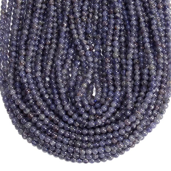 Natural Iolite Gemstone Grade AAA Round 3MM 4MM Loose Beads 15 inch Full Strand (P117)