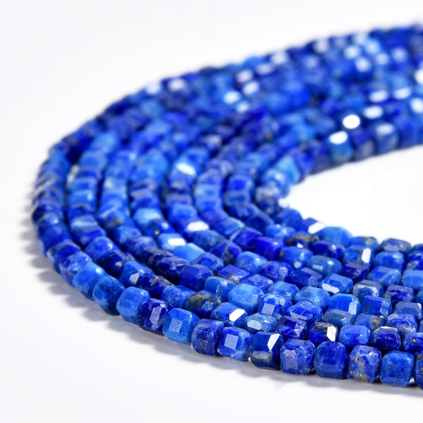 Natural Lapis Lazuli Gemstone Grade AAA Faceted Diamond Cut Cube 2MM Loose Beads 15 inch Full Strand (80020519-P116)