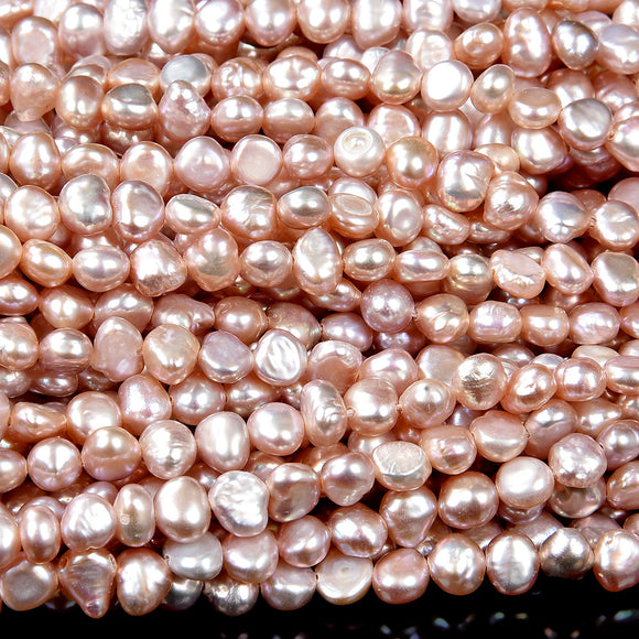Natural Baroque Freshwater Peach Pearl Gemstone Potato Nugget 5-7MM Loose Beads (S29)