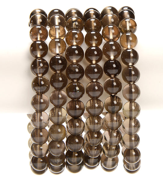 Natural Smoky Quartz Gemstone Grade AAA Round Bracelet 8MM 7.5 inch Strand (80021375-S57)