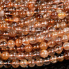 Natural Golden Copper Rutilated Quartz Gemstone Grade AA Round 5MM 6MM 7MM 8MM Loose Beads (D521)