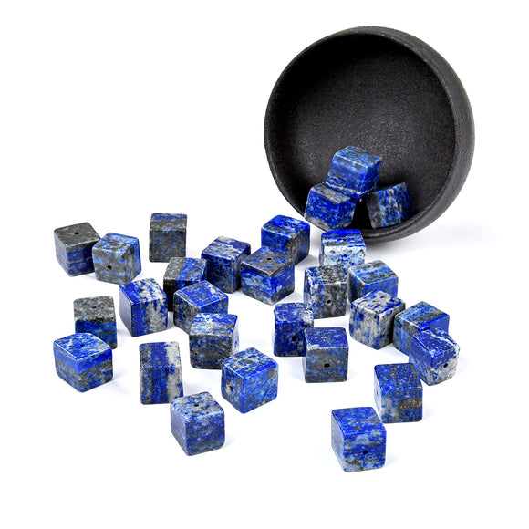 Natural Lapis Lazuli Gemstone Square Cube 11-12MM Loose Beads 6 Beads (80019010-D523)