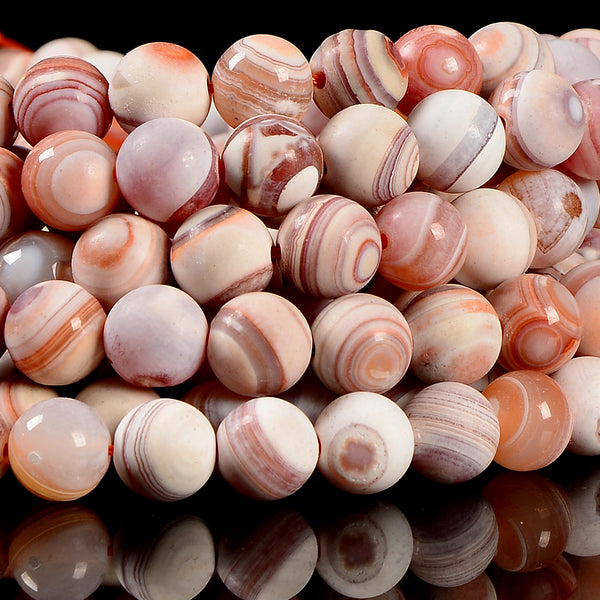 Brown White Stripe Agate Gemstone Round 10MM Loose Beads (D708)