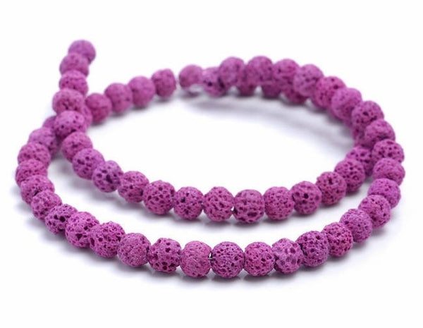 6mm Pink Volcanic Basaltic Lava Gemstone Round 6mm Loose Beads 15 inch Full Strand (90186696-747)