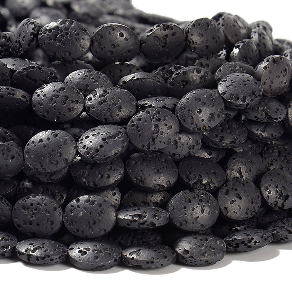 Black Lava Gemstone Oval 10X8MM Loose Beads (D648)