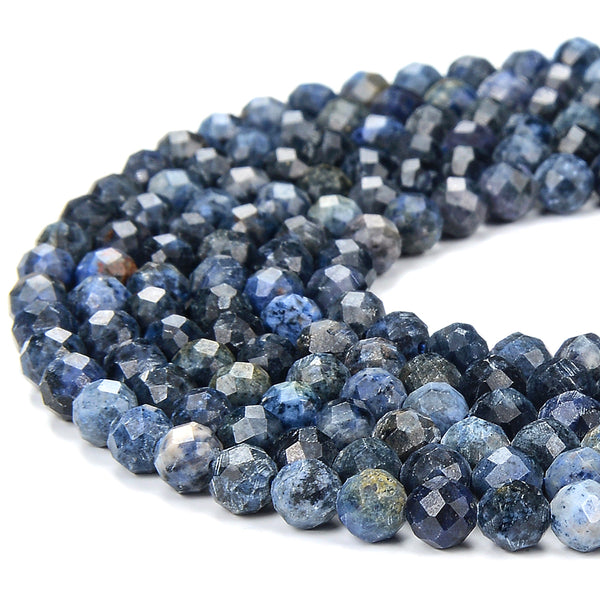 Natural South Africa Blue Dumortierite Gemstone Grade AA 4MM Micro Faceted Round Loose Beads 15 inch Full Strand (80018261-P100)