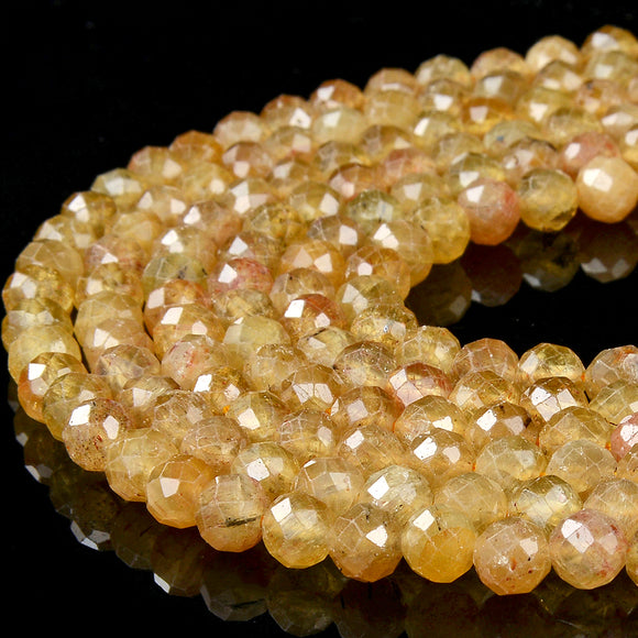 Natural Yellow Apatite Gemstone Grade AAA Micro Faceted Round 6MM 7MM Loose Beads (P96)