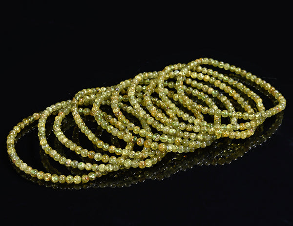 5 Strands Natural Peridot Gemstone Round Bracelet 3MM 4MM 7 inch 7.5inch (S50)