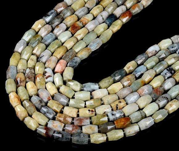 Natural Aquamarine Heliodor Beryl Gemstone 10X14MM Faceted Barrel Tube Loose Beads (D419)