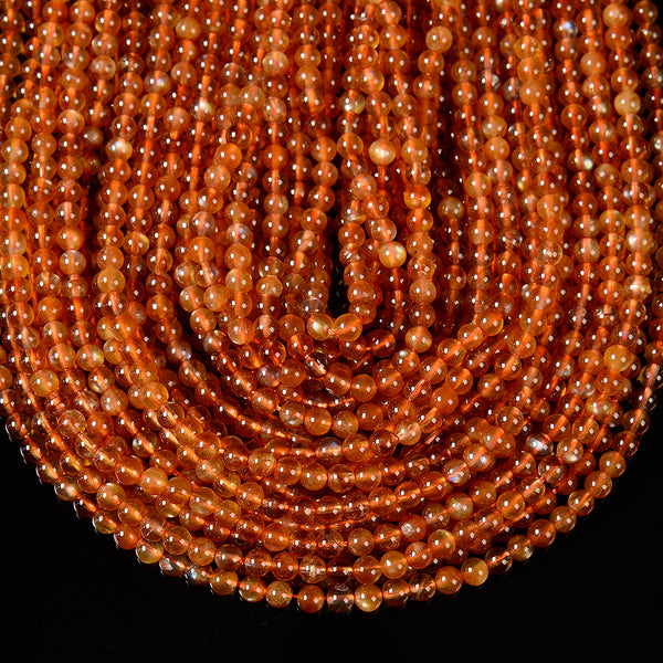 Natural Andesine Orange Labradorite Gemstone Grade AAA Round 4MM 5MM 6MM Loose Beads 7.5 inch Half Strand (P110)