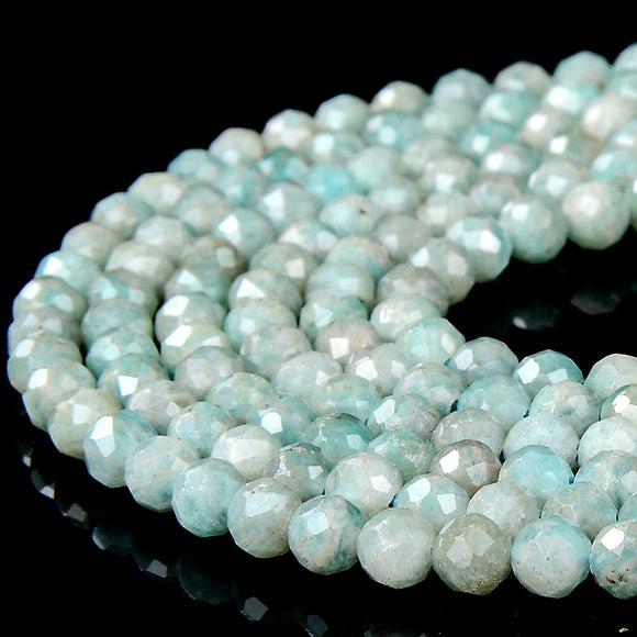 Natural Amazonite Gemstone Grade A 4MM Micro Faceted Round Loose Beads 15 inch Full Strand (80018243-P99)