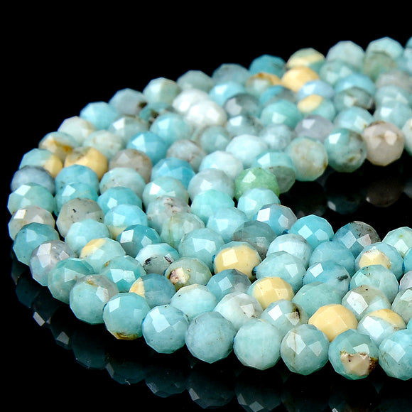 Natural Amazonite Gemstone Grade AA Micro Faceted Round 4MM 5MM Loose Beads 15 inch Full Strand (P99)