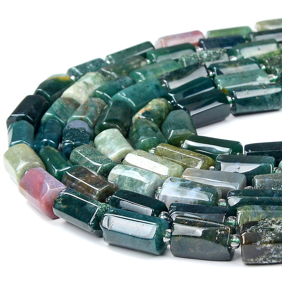 Natural Indian Agate Gemstone 12X8MM Faceted Cylinder Round Tube Loose Beads (D465)