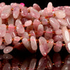 Natural Madagascar Rose Quartz Gemstone Stick Pebble Chip 9-17MM Loose Beads (D714)