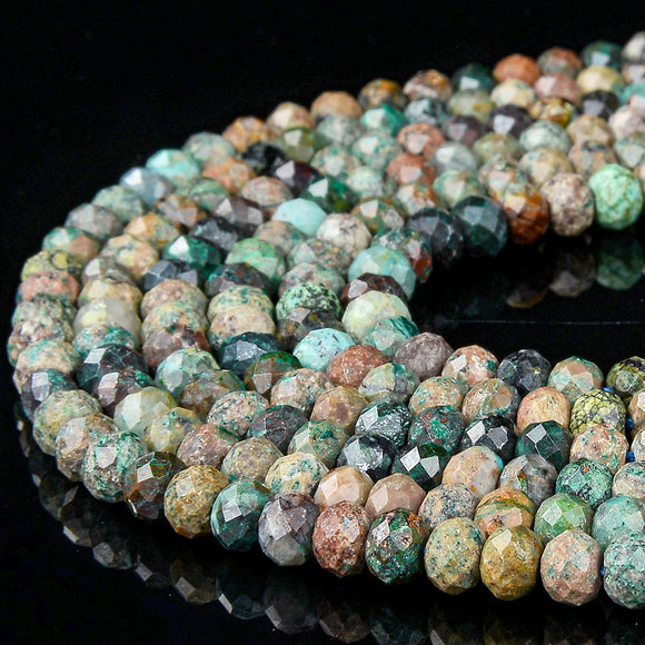 Natural Chrysocolla Fynchenite Gemstone Grade A Micro Faceted Rondelle 6X4MM Loose Beads (P89)