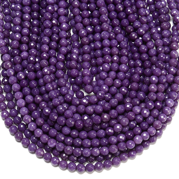 Purple Jade Gemstone Facetecd Round 6MM Loose Beads (D631)
