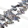 Silver Gray Biwa Pearl Gemstone Center Drilled Stick 20-25MM Loose Beads 7 inch Half Strand (80018897-S31)